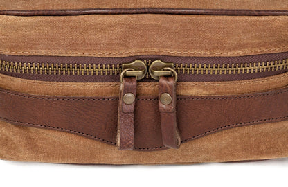 Campaign Waxed Canvas Toiletry Square Shave Kit-Bags > Toiletry Bag > Waxed Canvas-Smoke-Brown-Mission Mercantile Leather Goods