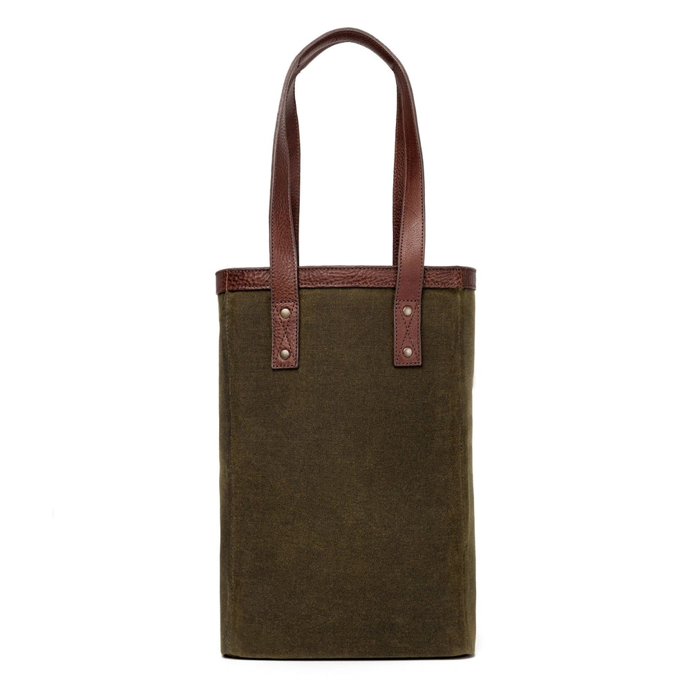 Campaign Waxed Canvas Two Bottle Wine Tote-Accessories > Beverage Carriers & Coolers > Leather-Smoke-Forest-Mission Mercantile Leather Goods