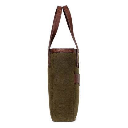 Campaign Waxed Canvas Two Bottle Wine Tote-Accessories > Beverage Carriers & Coolers > Leather-Smoke-Forest-Mission Mercantile Leather Goods