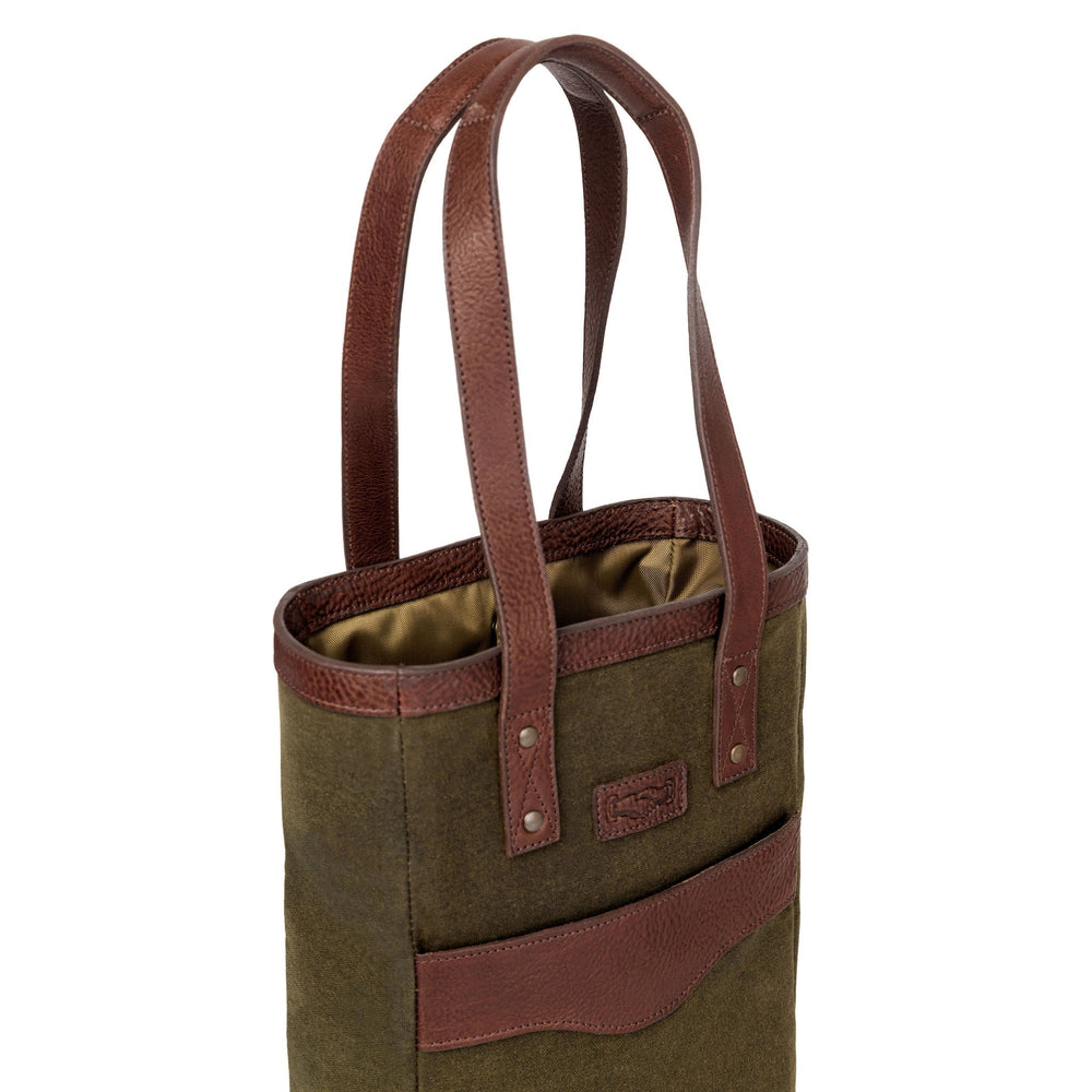 Campaign Waxed Canvas Two Bottle Wine Tote-Accessories > Beverage Carriers & Coolers > Leather-Smoke-Forest-Mission Mercantile Leather Goods