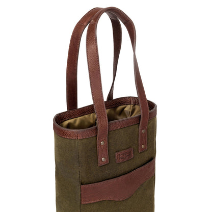 Campaign Waxed Canvas Two Bottle Wine Tote-Accessories > Beverage Carriers & Coolers > Leather-Smoke-Forest-Mission Mercantile Leather Goods