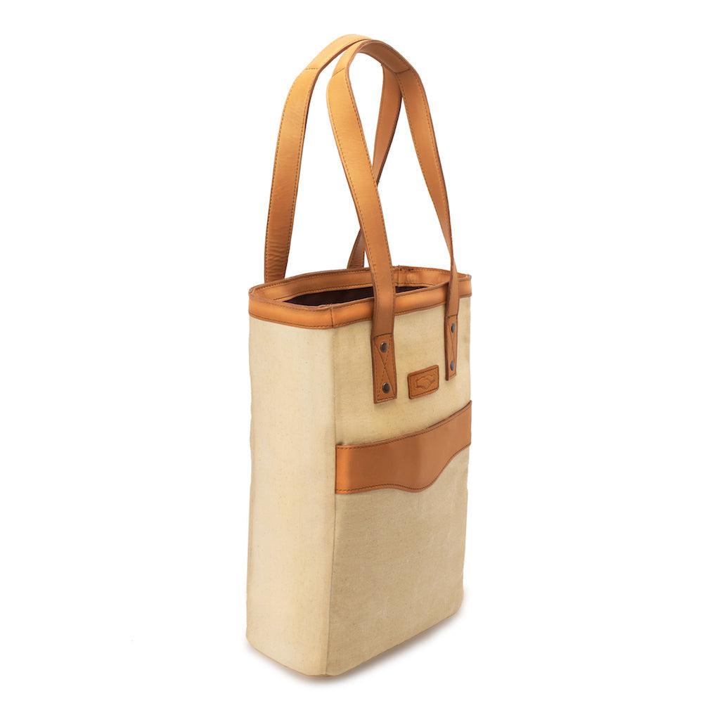 Campaign Waxed Canvas Two Bottle Wine Tote-Accessories > Beverage Carriers & Coolers > Leather-Saddle-Sand-Mission Mercantile Leather Goods