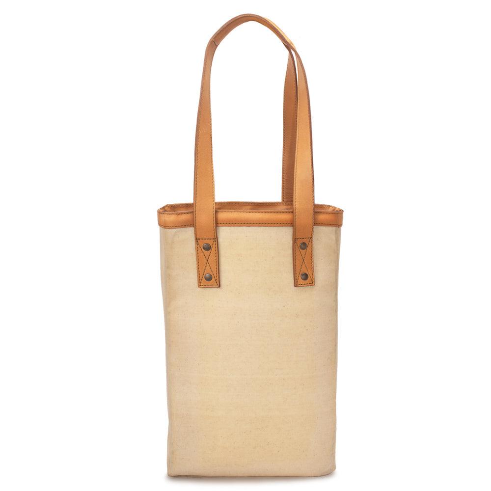 Campaign Waxed Canvas Two Bottle Wine Tote-Accessories > Beverage Carriers & Coolers > Leather-Saddle-Sand-Mission Mercantile Leather Goods