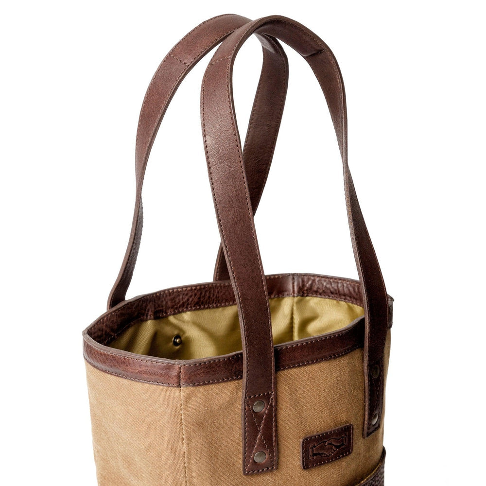 Campaign Waxed Canvas Two Bottle Wine Tote-Accessories > Beverage Carriers & Coolers > Leather-Smoke-Brown-Mission Mercantile Leather Goods