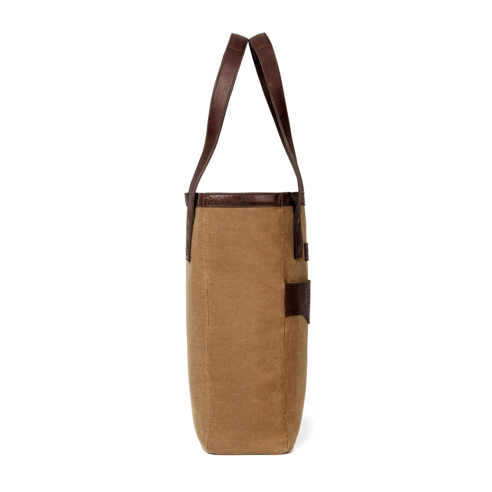 Campaign Waxed Canvas Two Bottle Wine Tote-Accessories > Beverage Carriers & Coolers > Leather-Smoke-Brown-Mission Mercantile Leather Goods