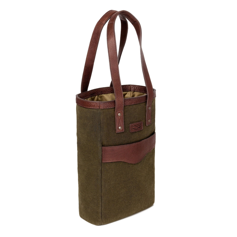 Campaign Waxed Canvas Two Bottle Wine Tote-Accessories > Beverage Carriers & Coolers > Leather-Smoke-Forest-Mission Mercantile Leather Goods