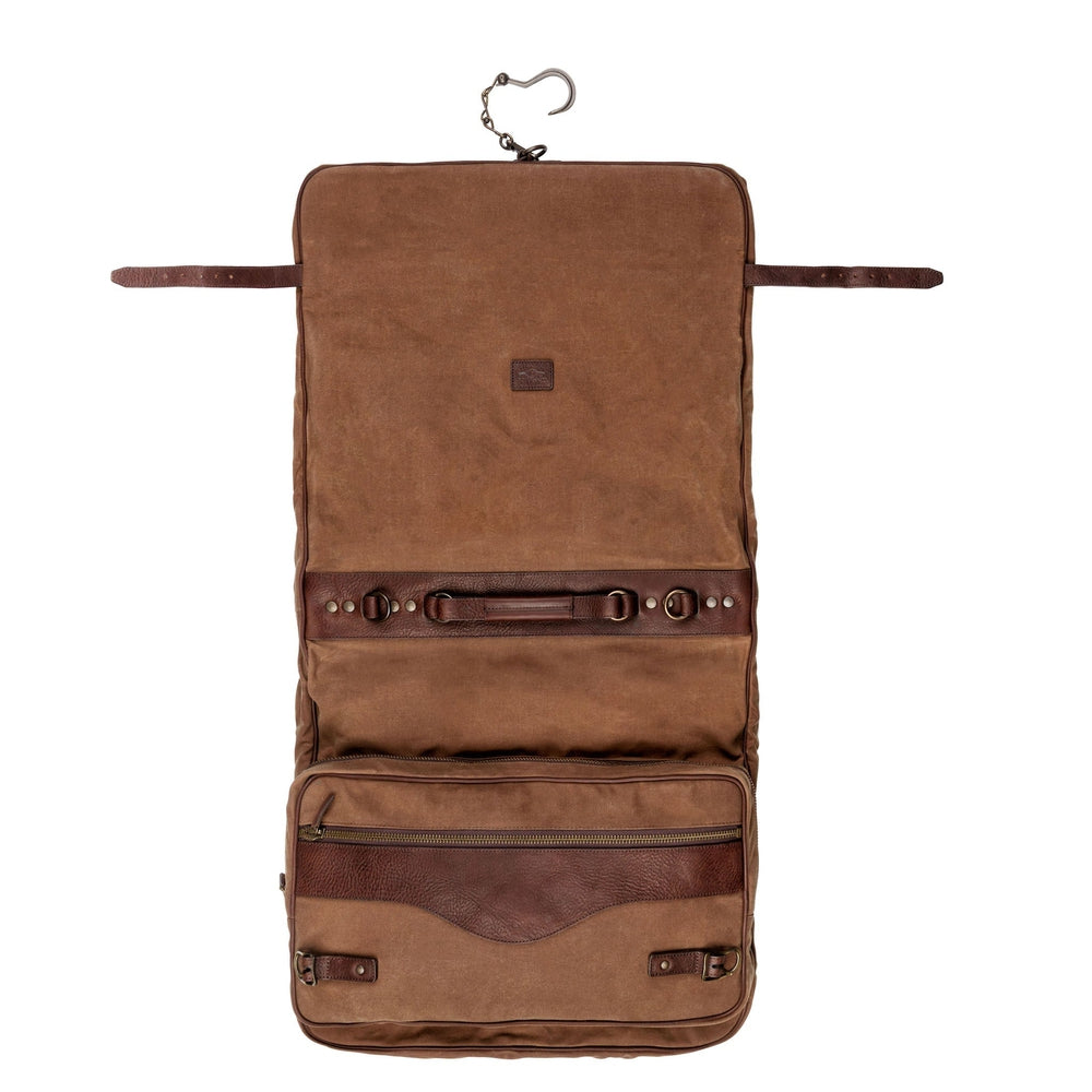Campaign Waxed Canvas Valet Bag-Bags > Luggage > Waxed Canvas-Smoke-Brown-Mission Mercantile Leather Goods