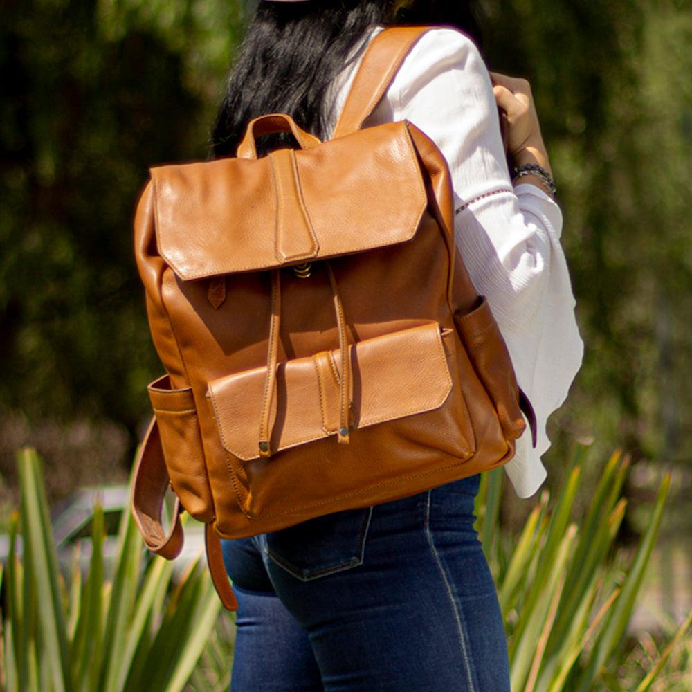 Ellington Leather Backpack-Bags > Backpack > Leather-Maple-Mission Mercantile Leather Goods