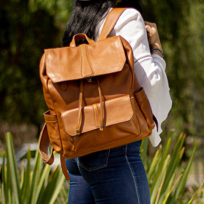 Ellington Leather Backpack-Bags > Backpack > Leather-Maple-Mission Mercantile Leather Goods