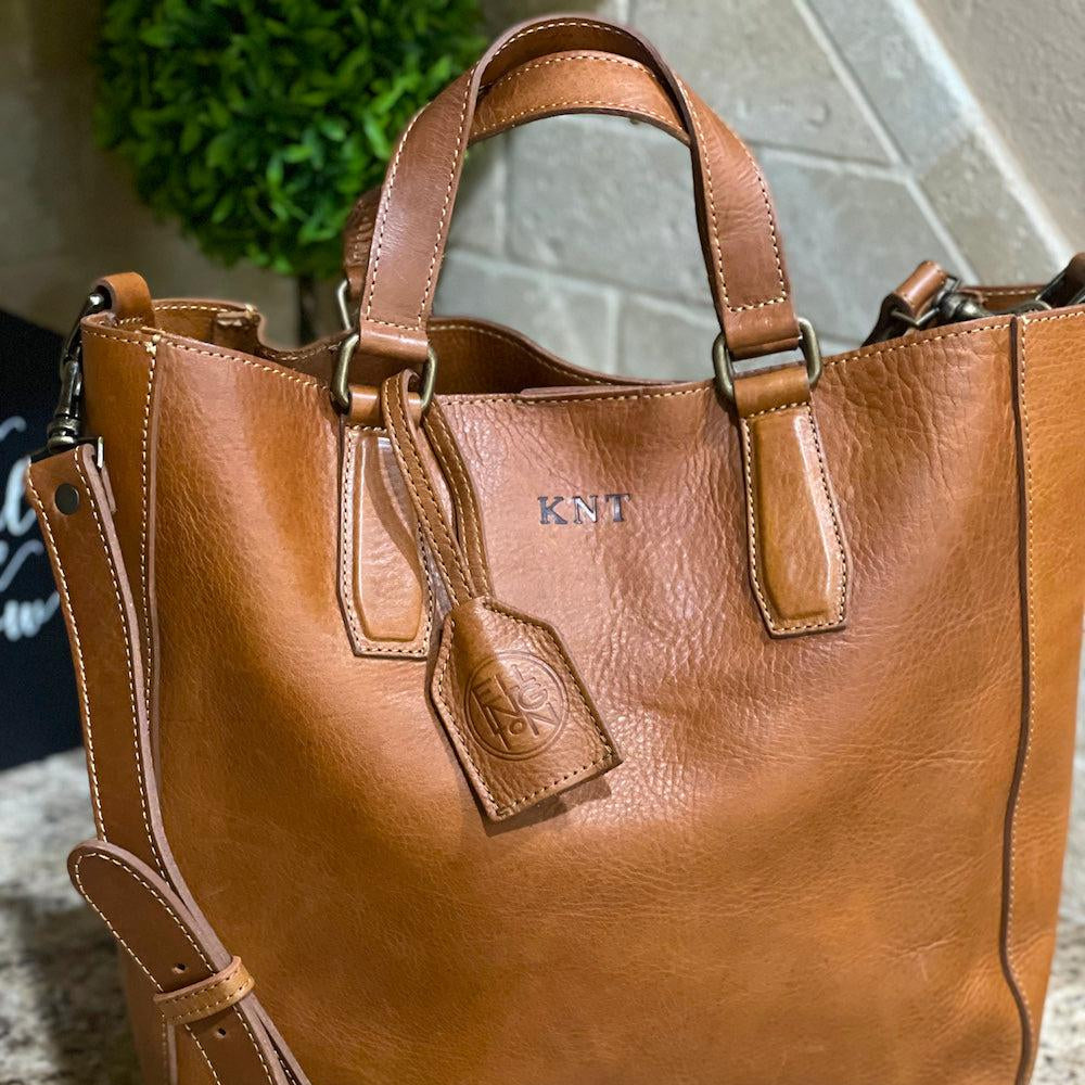 Ellington Leather Market Tote w/ Zippered Pouch-Bags > Handbag > Leather-Maple-Mission Mercantile Leather Goods