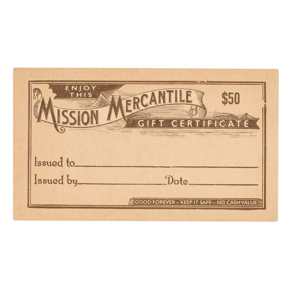 Gift Certificate-Gift Cards-$50-Mission Mercantile Leather Goods
