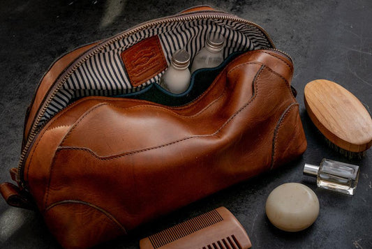 Heritage Leather Stateroom Wash Bag-Bags > Toiletry Bag > Leather-Hickory-Mission Mercantile Leather Goods