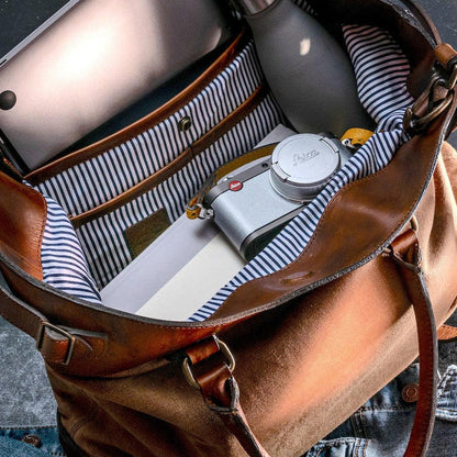 Heritage Waxed Canvas Commuter Tote-Bags > Handbag > Waxed Canvas-Hickory-Brown-Mission Mercantile Leather Goods