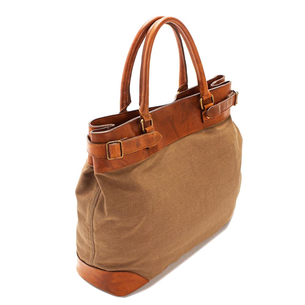 Heritage Waxed Canvas Commuter Tote-Bags > Handbag > Waxed Canvas-Hickory-Brown-Mission Mercantile Leather Goods