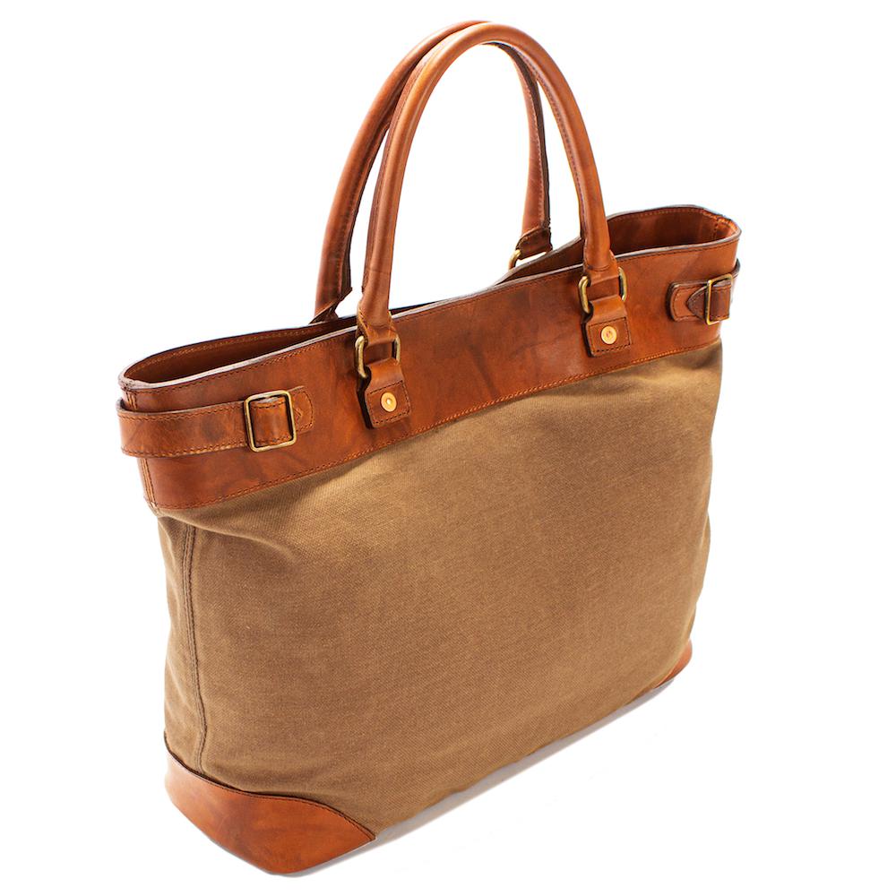 Heritage Waxed Canvas Commuter Tote-Bags > Handbag > Waxed Canvas-Hickory-Brown-Mission Mercantile Leather Goods