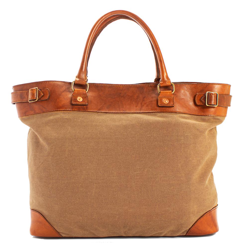 Heritage Waxed Canvas Commuter Tote-Bags > Handbag > Waxed Canvas-Hickory-Brown-Mission Mercantile Leather Goods