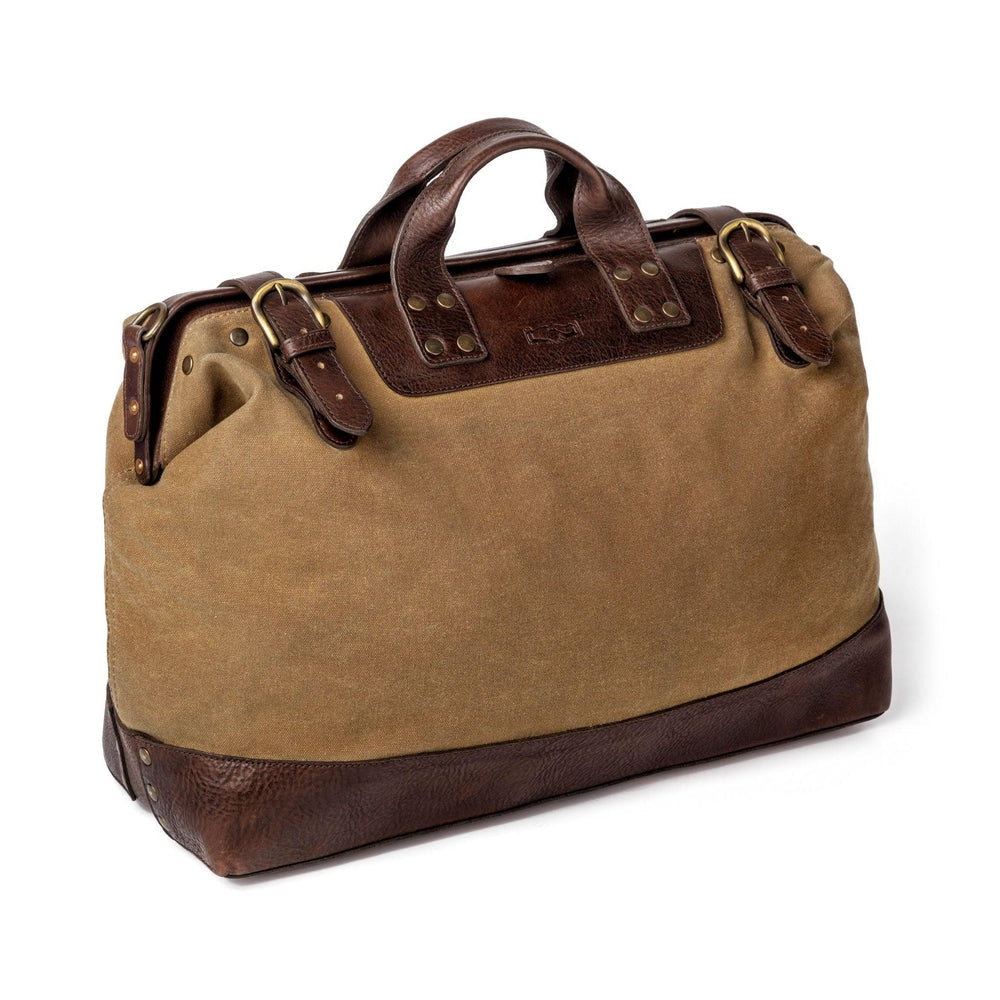 Heritage Waxed Canvas Lineman Duffle Bag-Bags > Duffle Bag > Waxed Canvas-Smoke-Brown-Mission Mercantile Leather Goods