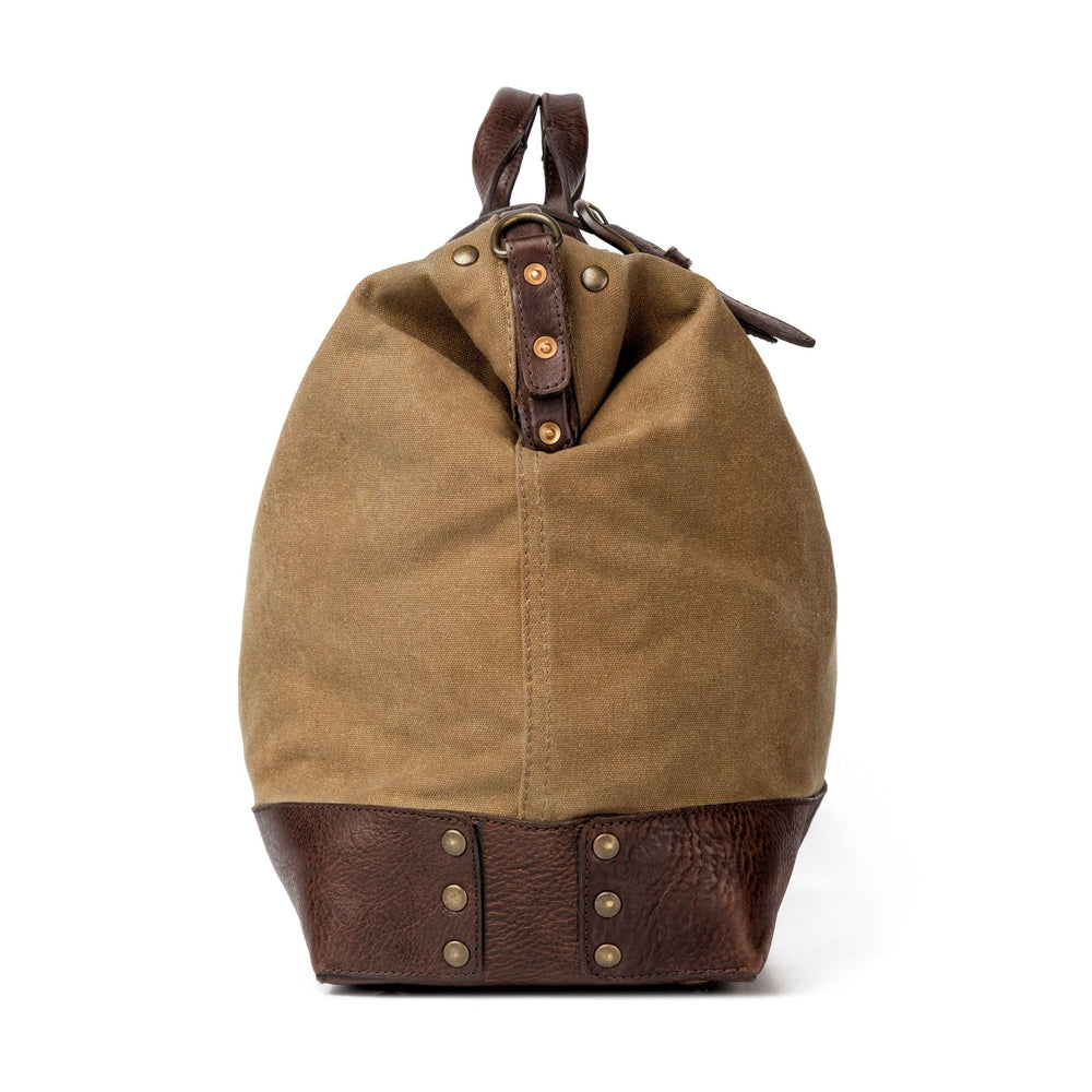 Heritage Waxed Canvas Lineman Duffle Bag-Bags > Duffle Bag > Waxed Canvas-Smoke-Brown-Mission Mercantile Leather Goods