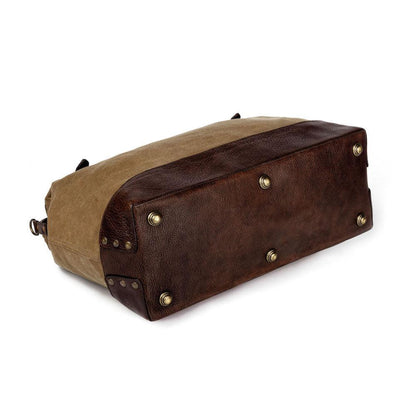 Heritage Waxed Canvas Lineman Duffle Bag-Bags > Duffle Bag > Waxed Canvas-Smoke-Brown-Mission Mercantile Leather Goods