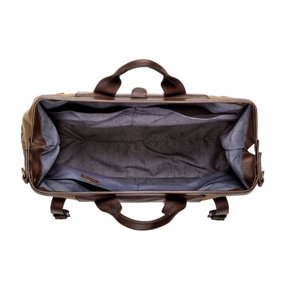 Heritage Waxed Canvas Lineman Duffle Bag-Bags > Duffle Bag > Waxed Canvas-Smoke-Brown-Mission Mercantile Leather Goods