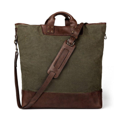 Heritage Waxed Canvas Original Ice Block Tote Bag-Bags > Tote > Waxed Canvas-Smoke-Forest-Mission Mercantile Leather Goods
