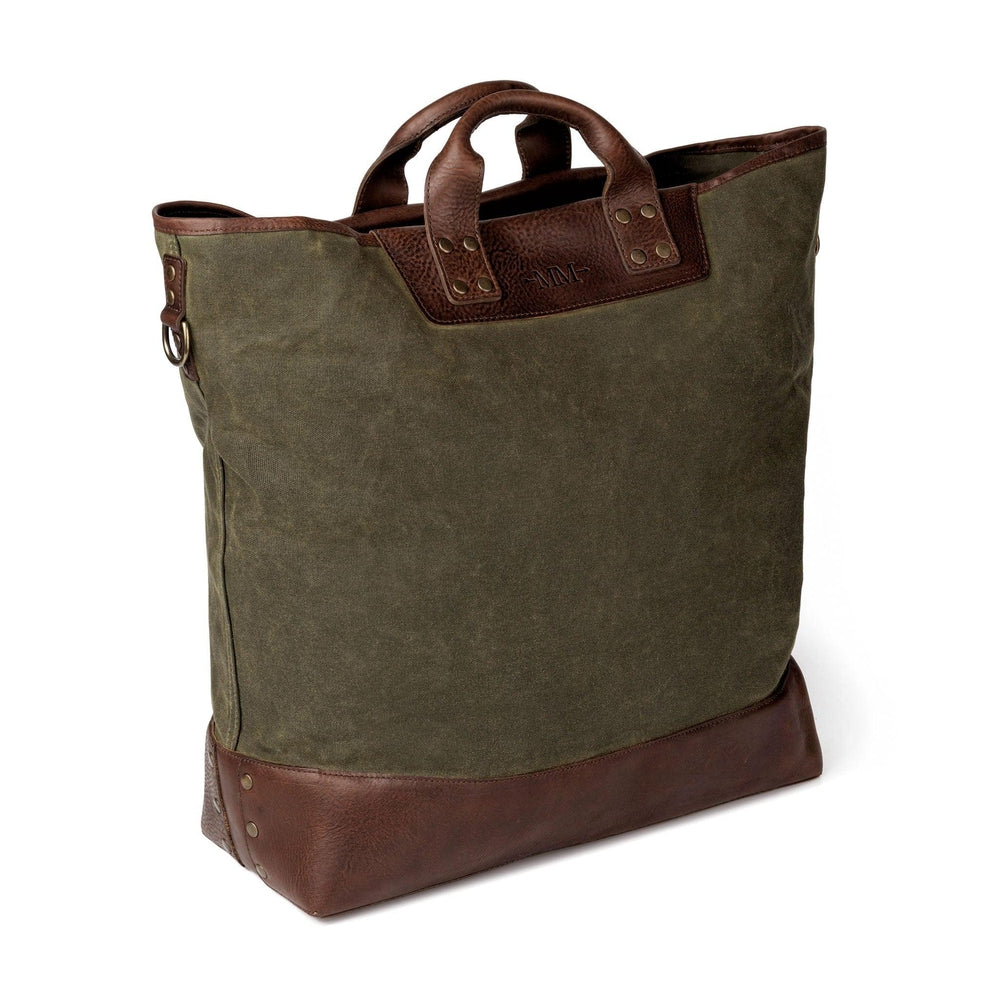 Heritage Waxed Canvas Original Ice Block Tote Bag-Bags > Tote > Waxed Canvas-Smoke-Forest-Mission Mercantile Leather Goods
