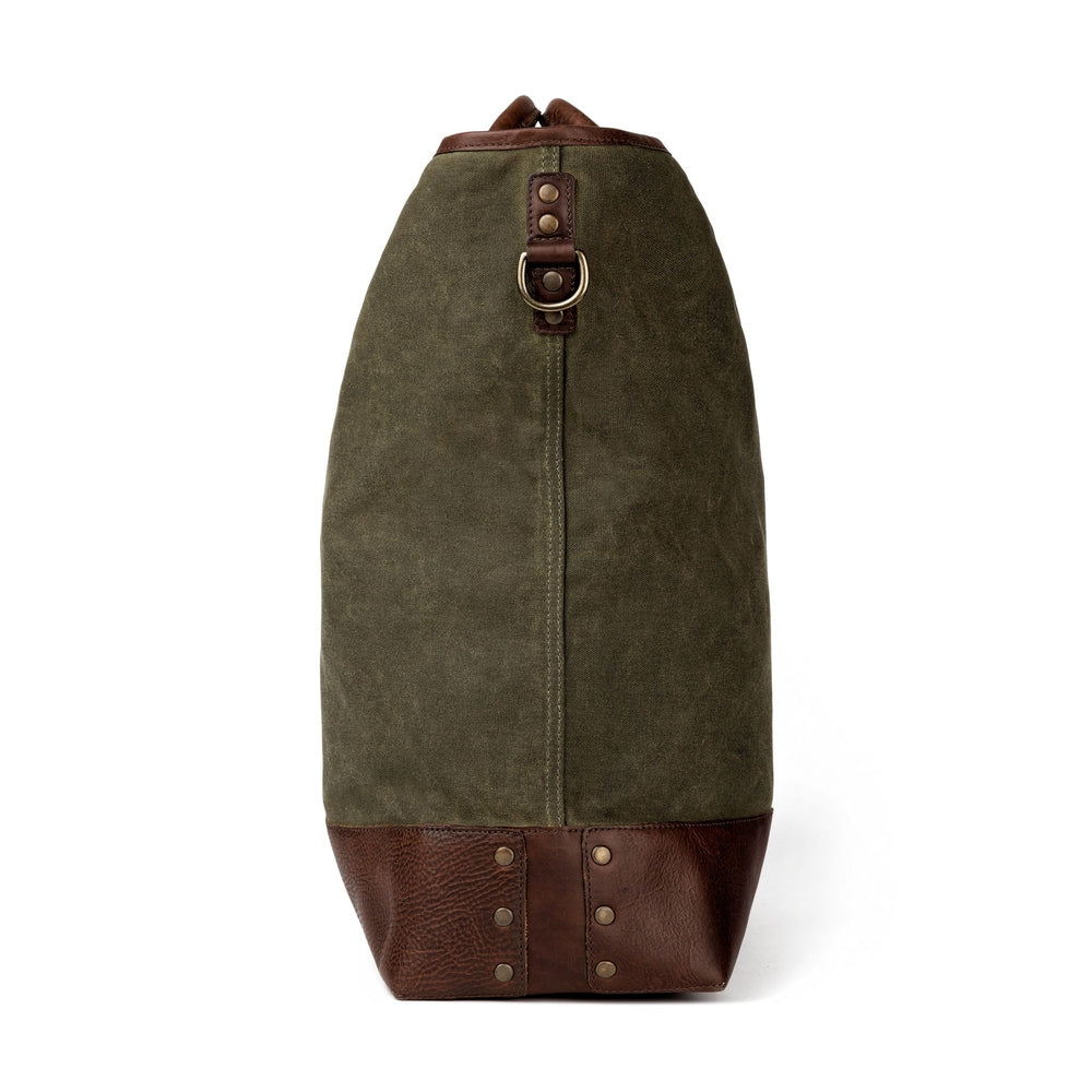 Heritage Waxed Canvas Original Ice Block Tote Bag-Bags > Tote > Waxed Canvas-Smoke-Forest-Mission Mercantile Leather Goods