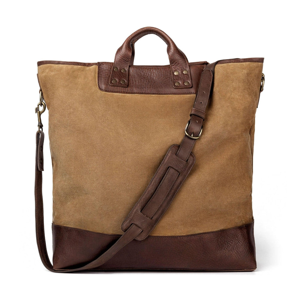 Heritage Waxed Canvas Original Ice Block Tote Bag-Bags > Tote > Waxed Canvas-Smoke-Brown-Mission Mercantile Leather Goods