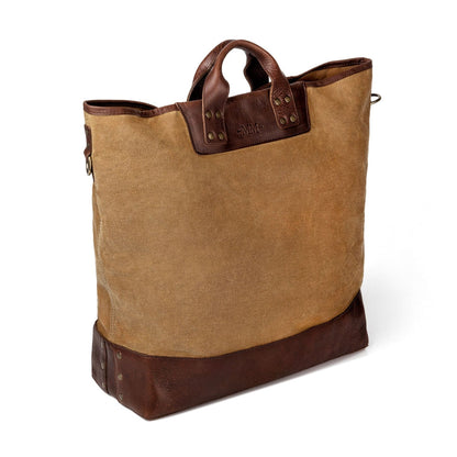 Heritage Waxed Canvas Original Ice Block Tote Bag-Bags > Tote > Waxed Canvas-Smoke-Brown-Mission Mercantile Leather Goods