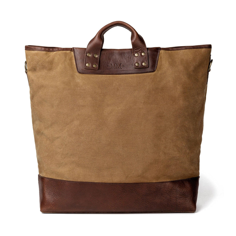 Heritage Waxed Canvas Original Ice Block Tote Bag-Bags > Tote > Waxed Canvas-Smoke-Brown-Mission Mercantile Leather Goods