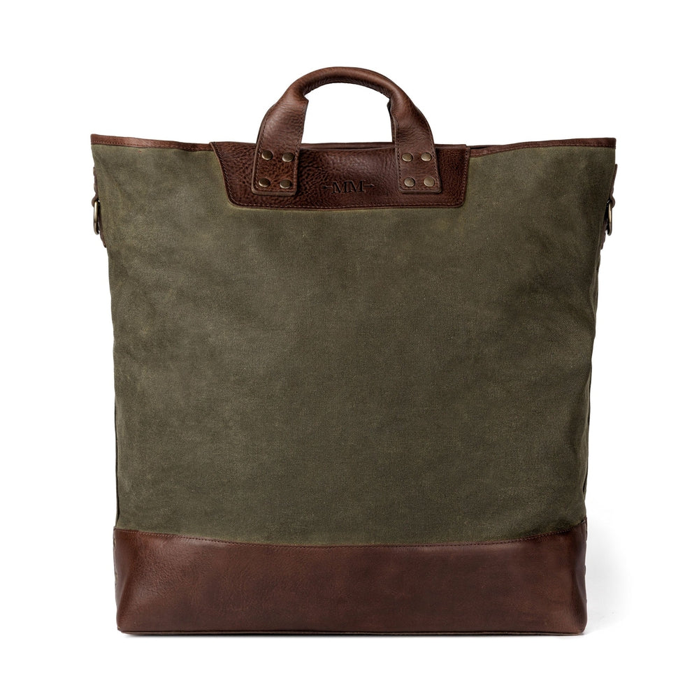 Heritage Waxed Canvas Original Ice Block Tote Bag-Bags > Tote > Waxed Canvas-Smoke-Forest-Mission Mercantile Leather Goods