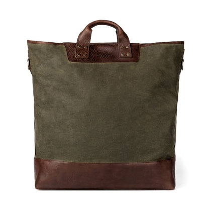 Heritage Waxed Canvas Original Ice Block Tote Bag-Bags > Tote > Waxed Canvas-Smoke-Forest-Mission Mercantile Leather Goods