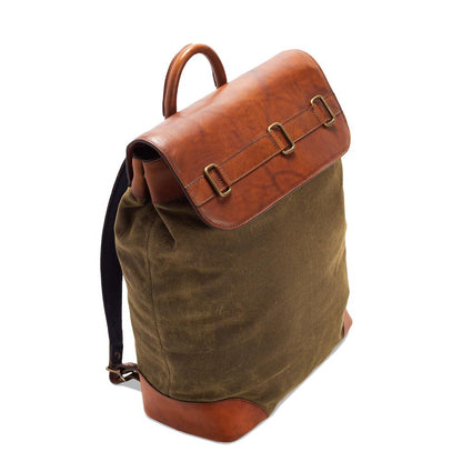 Heritage Waxed Canvas Steamer Backpack No. 2-Bags > Backpack > Waxed Canvas-Hickory-Forest-Mission Mercantile Leather Goods