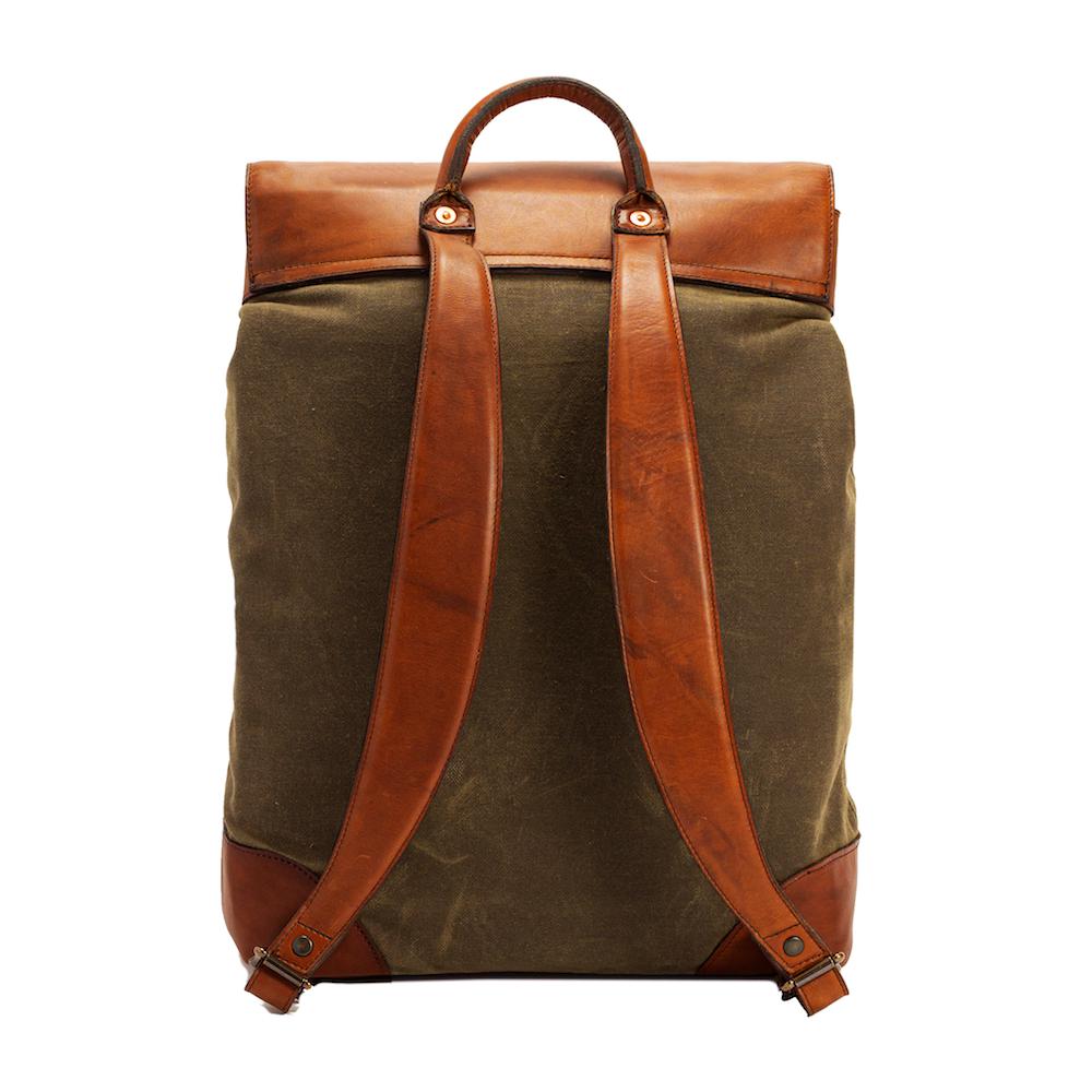Heritage Waxed Canvas Steamer Backpack No. 2-Bags > Backpack > Waxed Canvas-Hickory-Forest-Mission Mercantile Leather Goods
