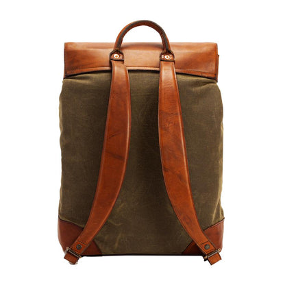 Heritage Waxed Canvas Steamer Backpack No. 2-Bags > Backpack > Waxed Canvas-Hickory-Forest-Mission Mercantile Leather Goods