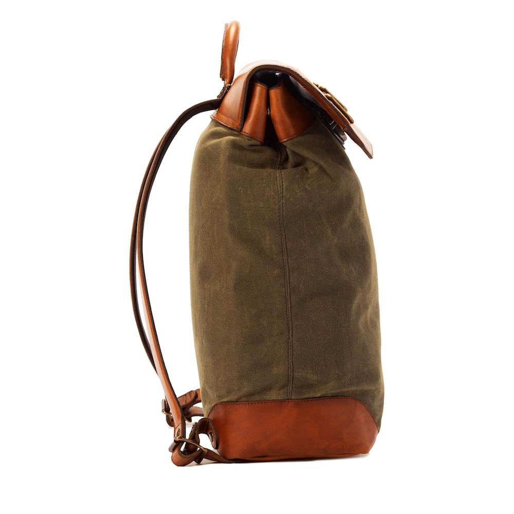 Heritage Waxed Canvas Steamer Backpack No. 2-Bags > Backpack > Waxed Canvas-Hickory-Forest-Mission Mercantile Leather Goods