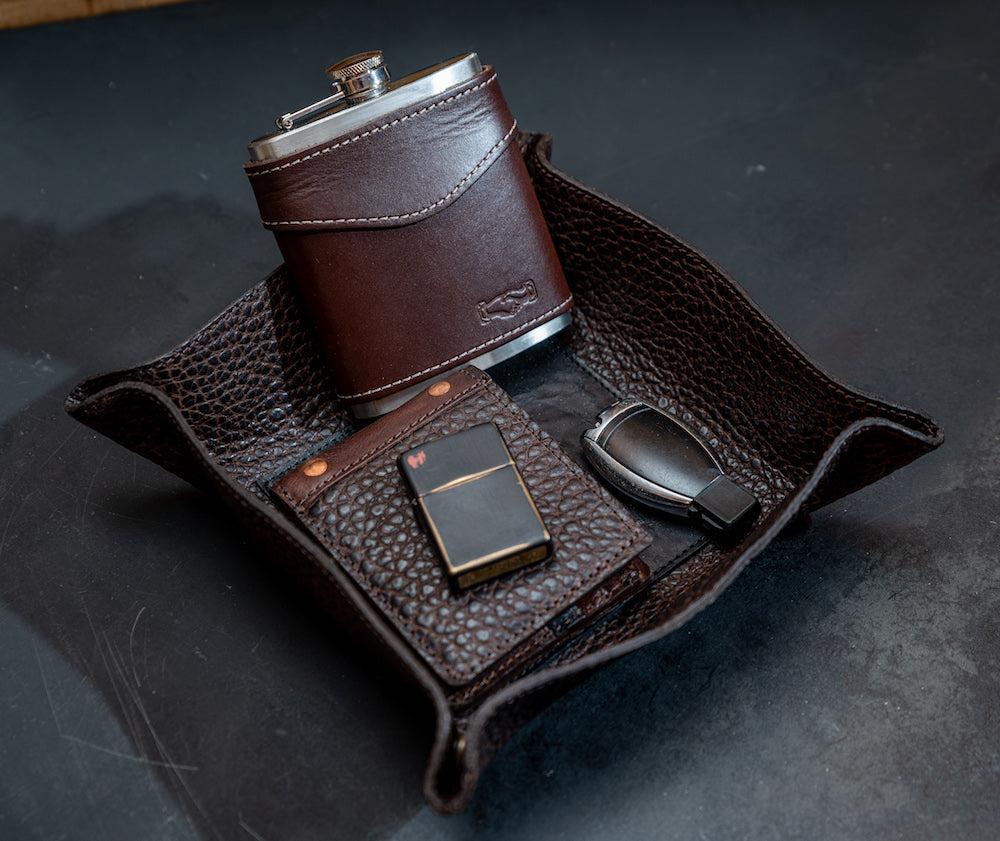 Theodore Leather Desk Caddy-Accessories > Office & Tech > Leather-Espresso-Mission Mercantile Leather Goods