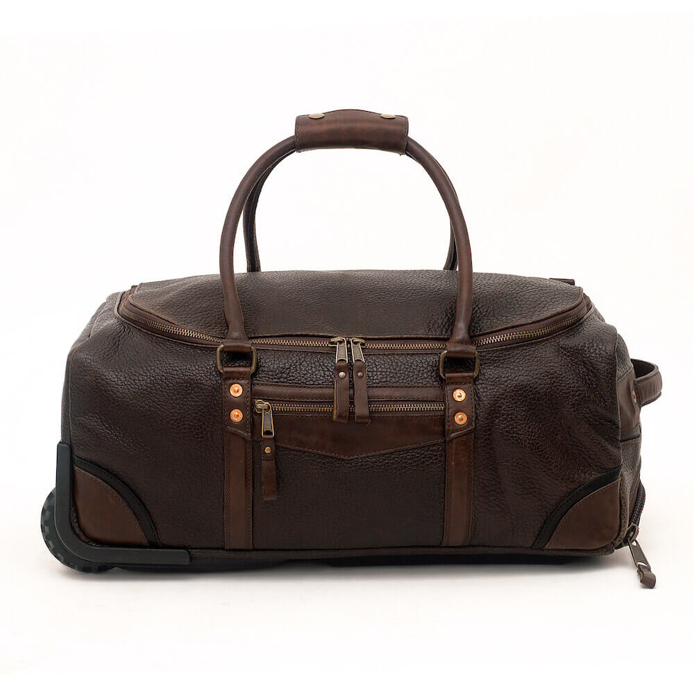 Theodore Leather Rolling Carry-On Duffle Bag-Bags > Duffle Bag > Leather-Mission Mercantile-Espresso-Mission Mercantile Leather Goods