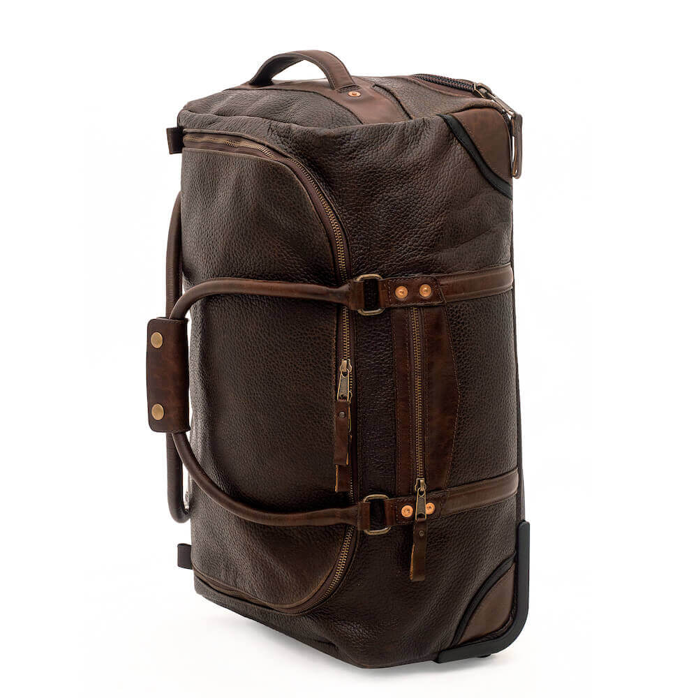 Theodore Leather Rolling Carry-On Duffle Bag-Bags > Duffle Bag > Leather-Mission Mercantile-Espresso-Mission Mercantile Leather Goods