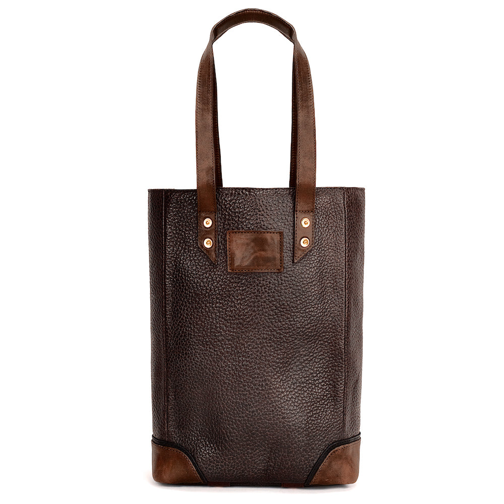 Theodore Leather Two Bottle Wine Tote Carrier-Accessories > Beverage Carriers & Coolers > Leather-Espresso-Mission Mercantile Leather Goods