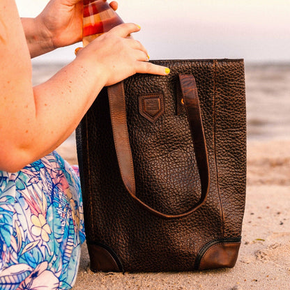 Theodore Leather Two Bottle Wine Tote Carrier-Accessories > Beverage Carriers & Coolers > Leather-Espresso-Mission Mercantile Leather Goods