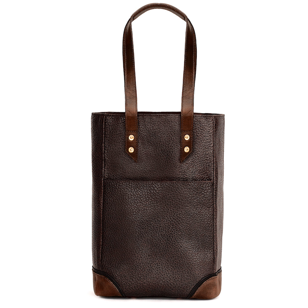 Theodore Leather Two Bottle Wine Tote Carrier-Accessories > Beverage Carriers & Coolers > Leather-Espresso-Mission Mercantile Leather Goods