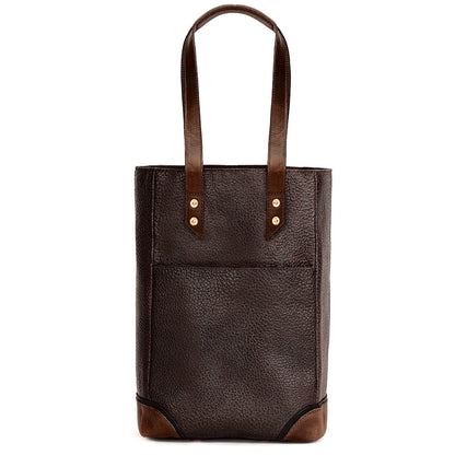 Theodore Leather Two Bottle Wine Tote Carrier-Accessories > Beverage Carriers & Coolers > Leather-Espresso-Mission Mercantile Leather Goods