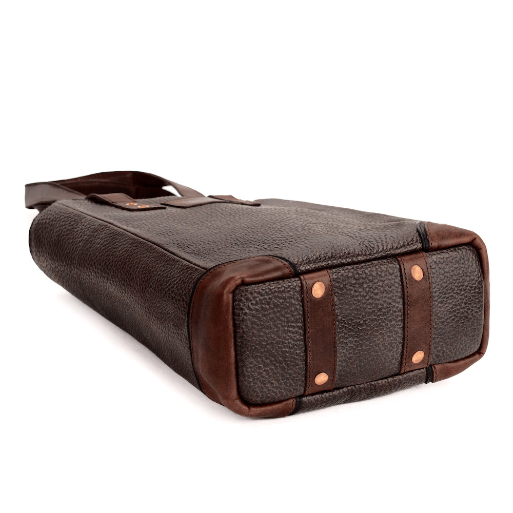 Theodore Leather Two Bottle Wine Tote Carrier-Accessories > Beverage Carriers & Coolers > Leather-Espresso-Mission Mercantile Leather Goods