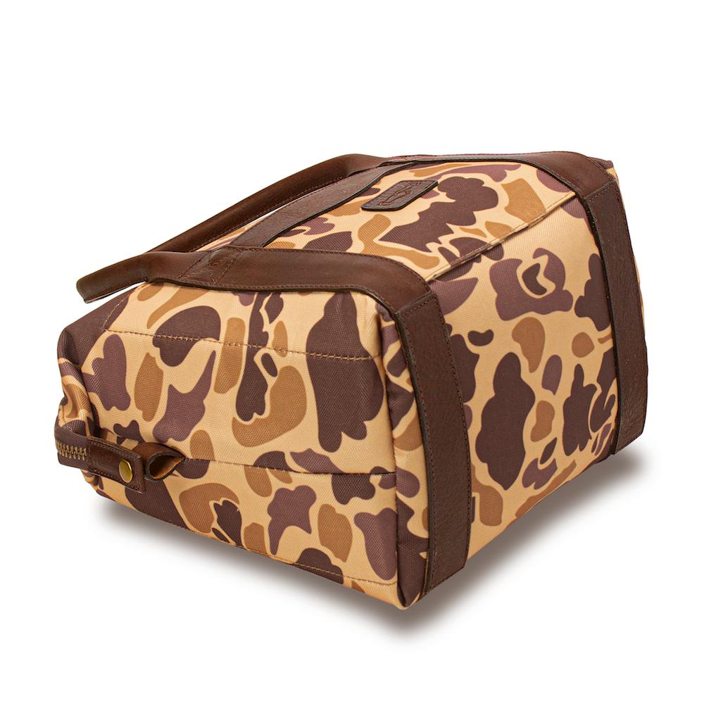 White Wing Waxed Canvas Cooler-Accessories > Beverage Carriers & Coolers > Waxed Canvas-Smoke-Vintage Camo-Mission Mercantile Leather Goods