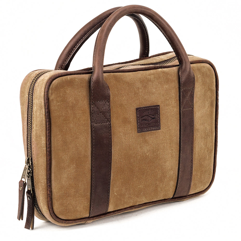 White Wing Waxed Canvas Deluxe Pistol Case-Bags > Hunting & Outdoor > Waxed Canvas-Smoke-Brown-Mission Mercantile Leather Goods