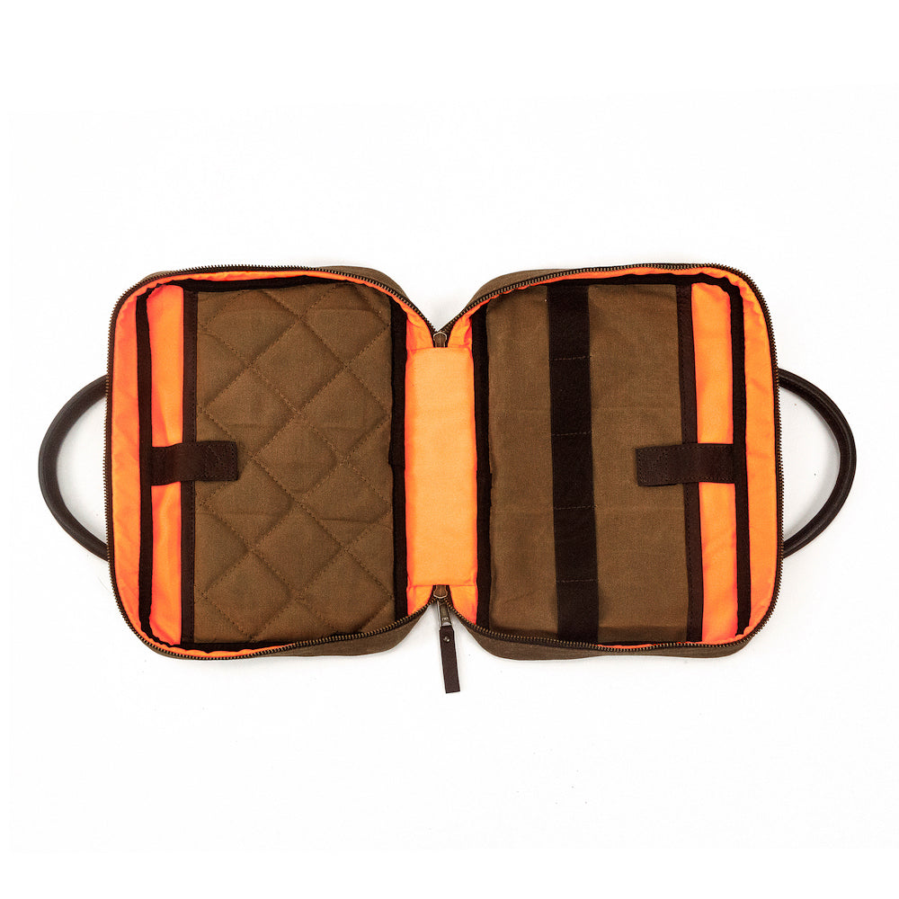 White Wing Waxed Canvas Deluxe Pistol Case-Bags > Hunting & Outdoor > Waxed Canvas-Smoke-Brown-Mission Mercantile Leather Goods