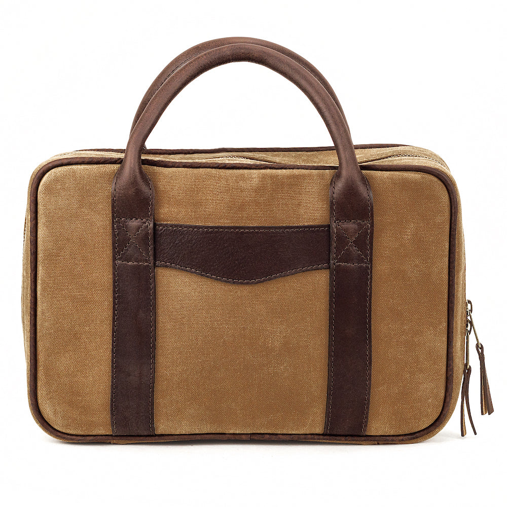 White Wing Waxed Canvas Deluxe Pistol Case-Bags > Hunting & Outdoor > Waxed Canvas-Smoke-Brown-Mission Mercantile Leather Goods