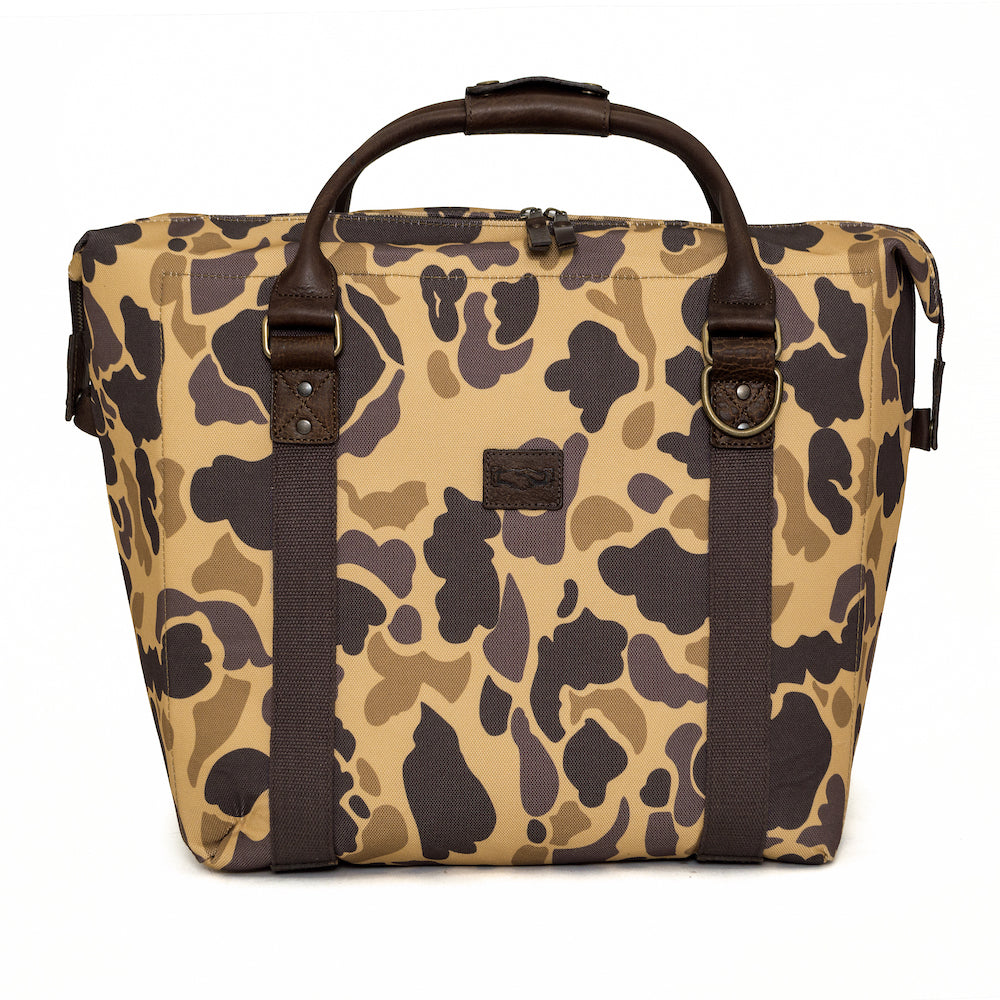 White Wing Waxed Canvas Large Cooler-Accessories > Beverage Carriers & Coolers > Waxed Canvas-Smoke-Vintage-Camo-Mission Mercantile Leather Goods