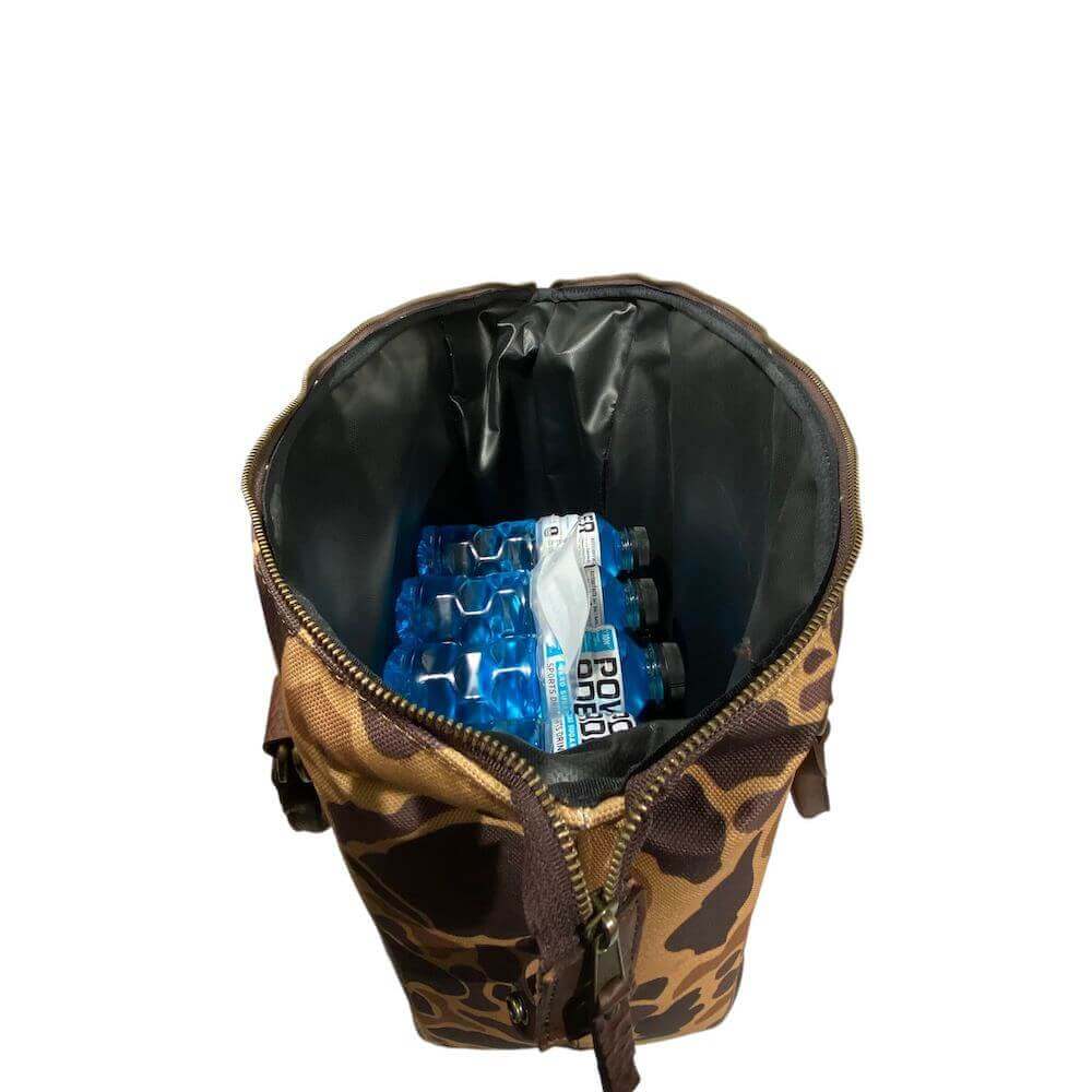 White Wing Waxed Canvas Large Cooler-Accessories > Beverage Carriers & Coolers > Waxed Canvas-Smoke-Vintage-Camo-Mission Mercantile Leather Goods